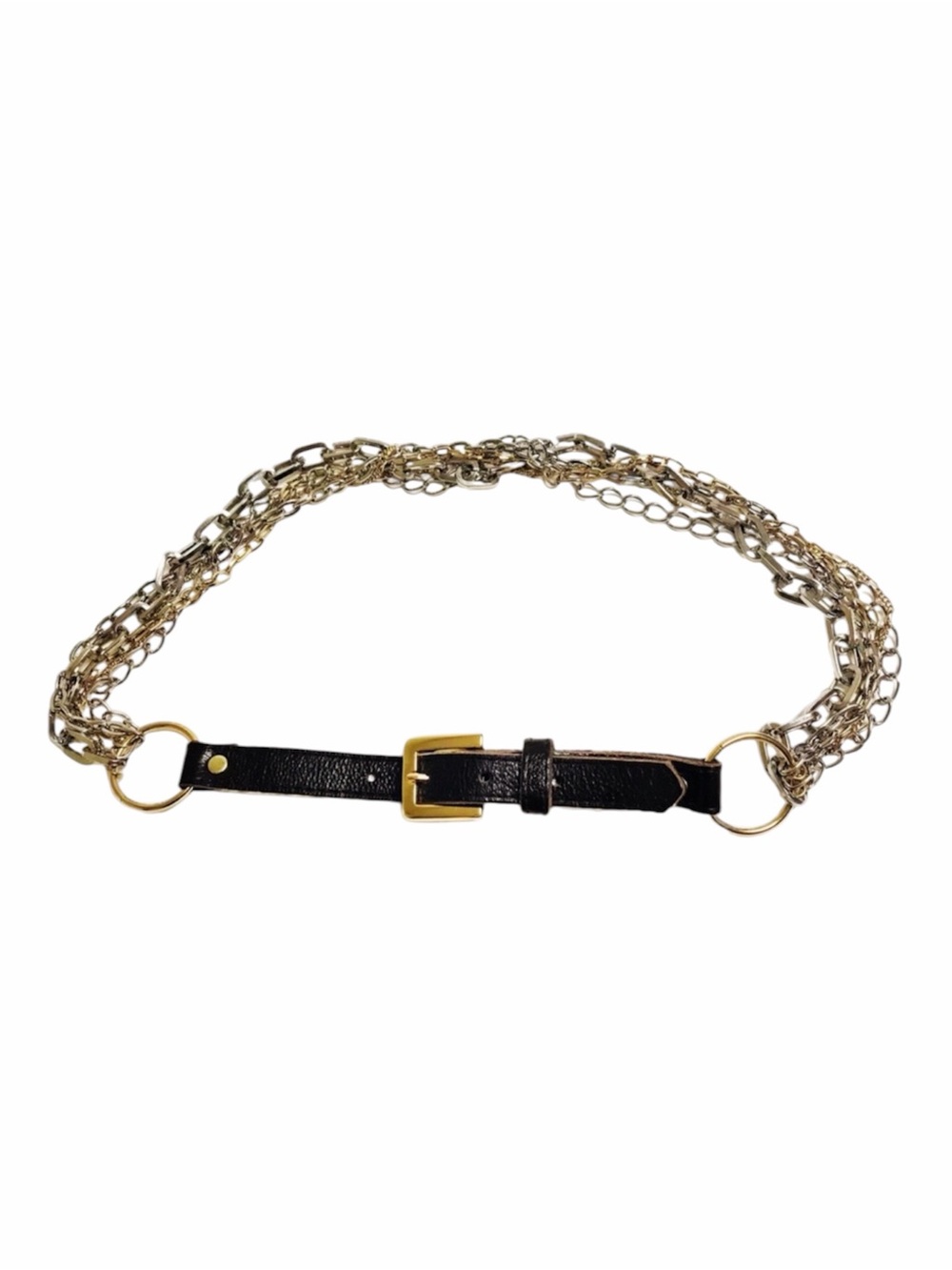 Dark Brown leather & Chain Belt Size S